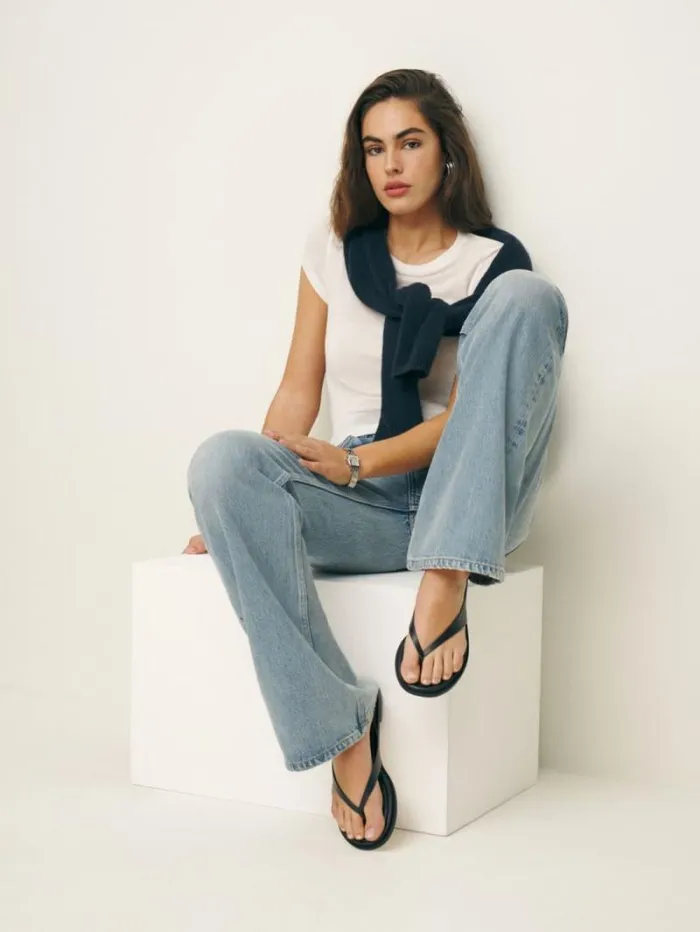 The Reformation Jessie Thong Sandal Black Black 8211 Shoes