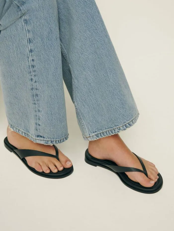 The Reformation Jessie Thong Sandal Black Black 8211 Shoes