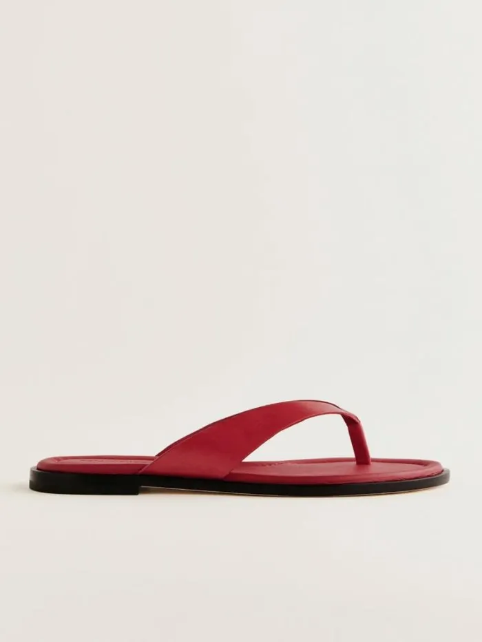 The Reformation Jessie Thong Sandal Lipstick Leather 8211 Shoes