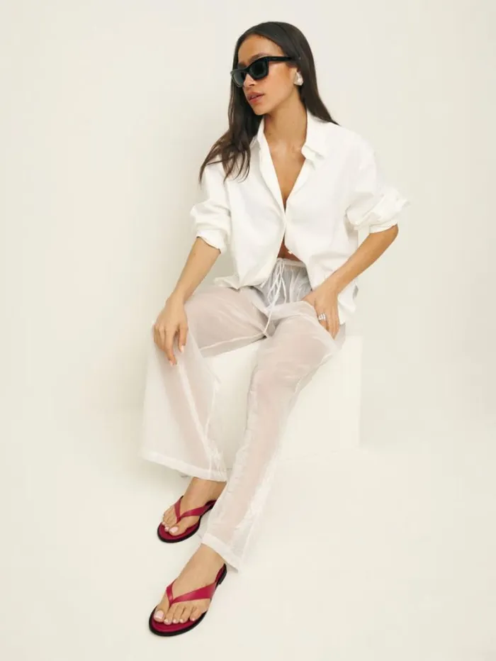 The Reformation Jessie Thong Sandal Lipstick Leather 8211 Shoes