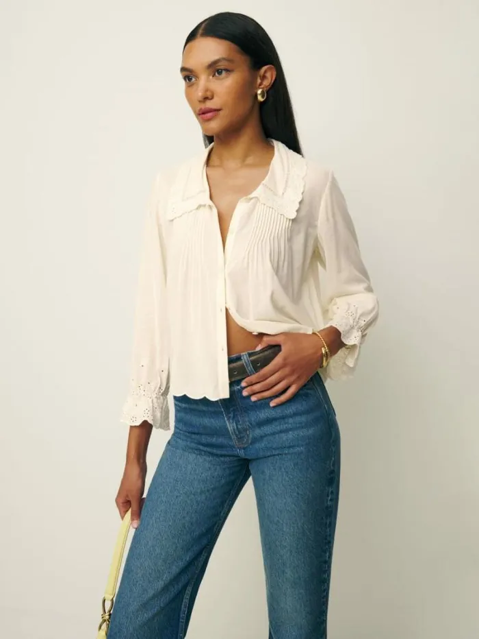 The Reformation Juni Top Cream 8211 Clothing