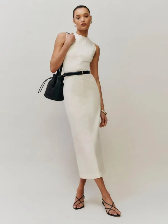 The Reformation Kendi Denim Midi Dress Fior Di Latte 8211 Clothing