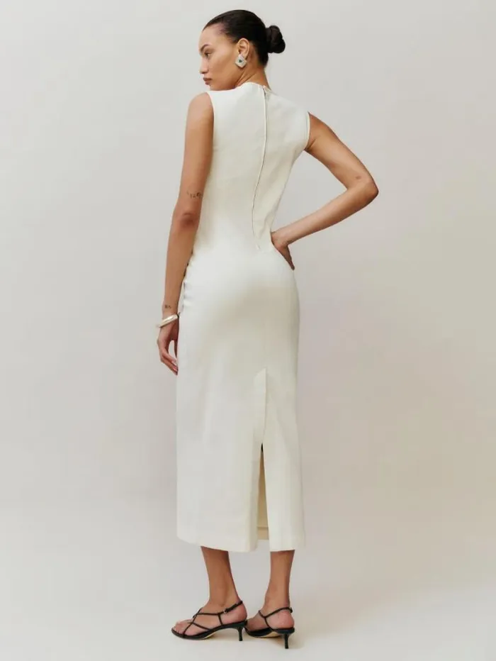 The Reformation Kendi Denim Midi Dress Fior Di Latte 8211 Clothing
