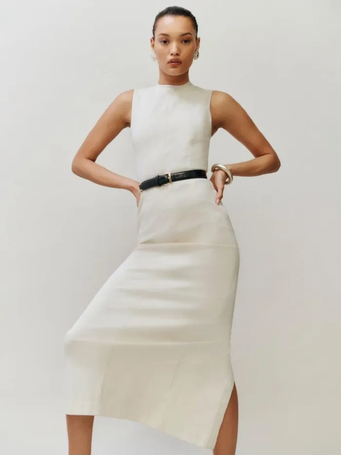 The Reformation Kendi Denim Midi Dress Fior Di Latte 8211 Clothing