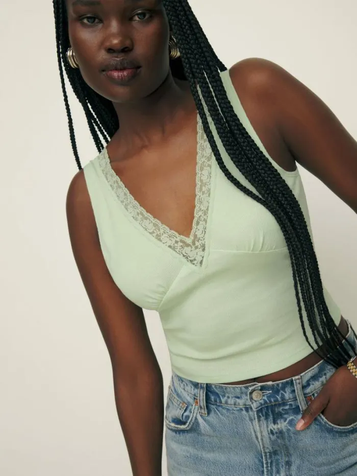 The Reformation Lea Knit Top Pistachio 8211 Clothing