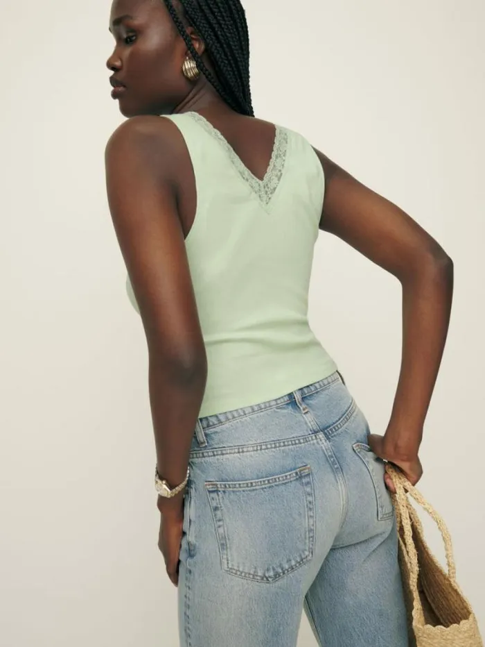 The Reformation Lea Knit Top Pistachio 8211 Clothing