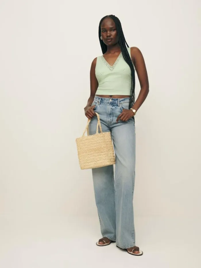 The Reformation Lea Knit Top Pistachio 8211 Clothing