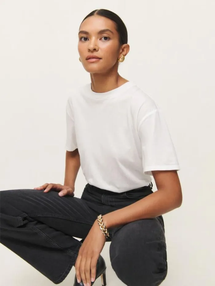 The Reformation Liam Oversized Tee White 8211 Clothing