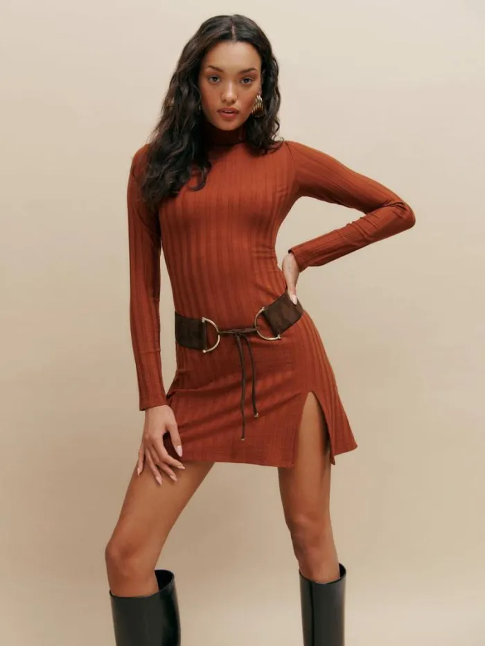 The Reformation Libra Knit Dress Oxide 8211 Clothing