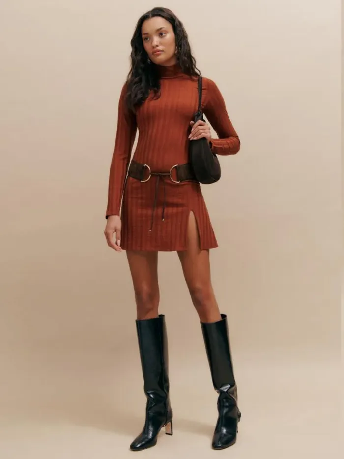 The Reformation Libra Knit Dress Oxide 8211 Clothing