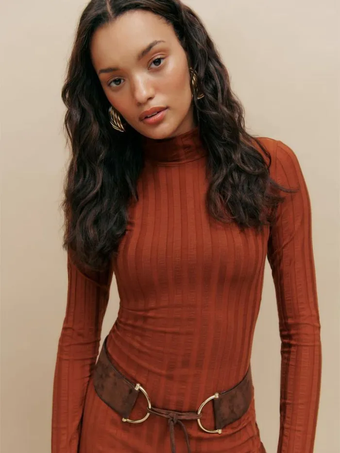 The Reformation Libra Knit Dress Oxide 8211 Clothing