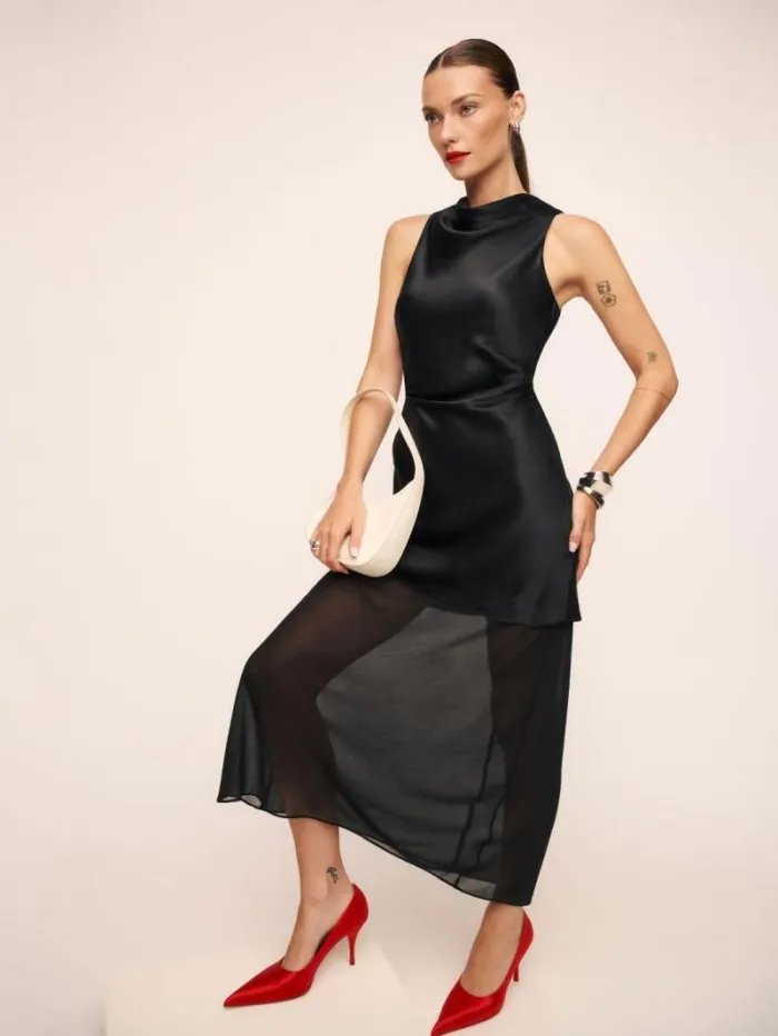 The Reformation Logan Silk Dress Black 8211 ClothingWeddings