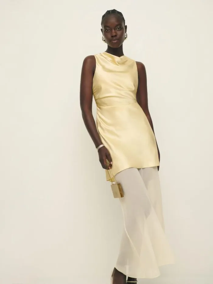 The Reformation Logan Silk Dress Blonde 8211 ClothingWeddings