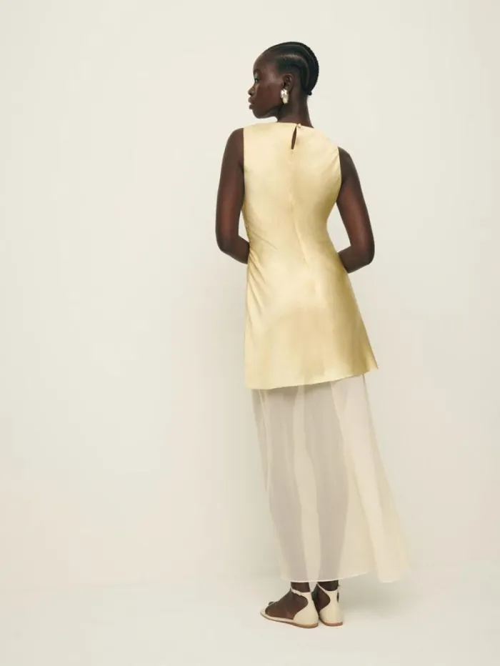 The Reformation Logan Silk Dress Blonde 8211 ClothingWeddings