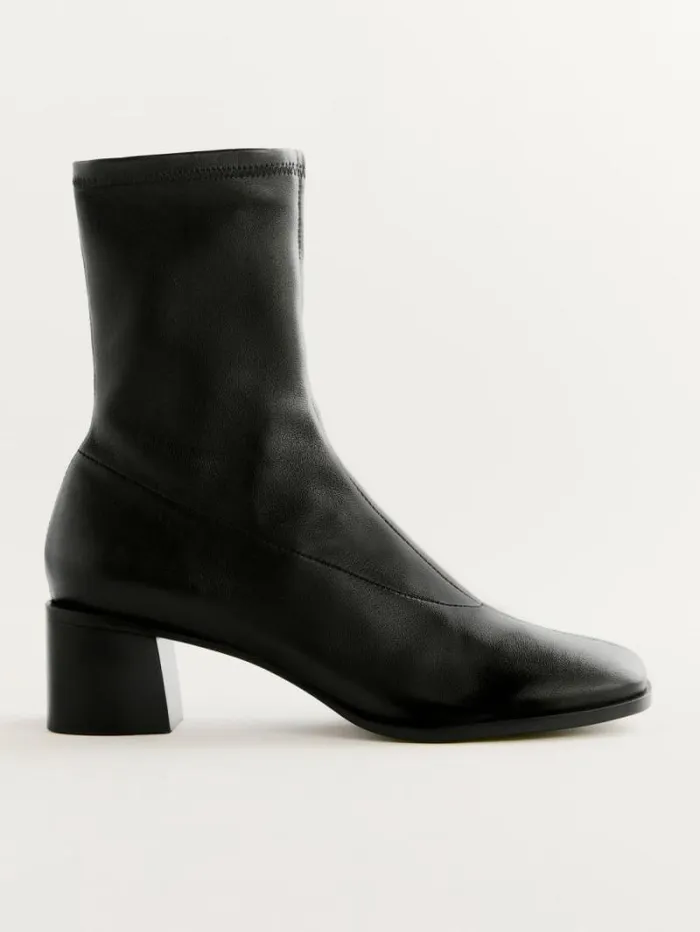 The Reformation Louie Stretch Sock Bootie Black Leather 8211 Shoes