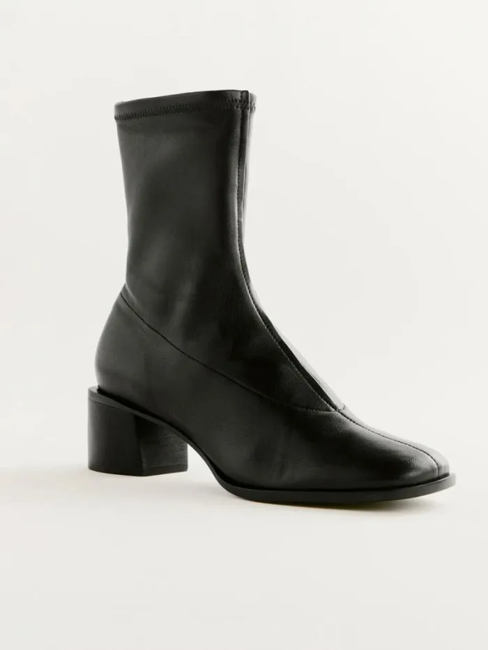 The Reformation Louie Stretch Sock Bootie Black Leather 8211 Shoes
