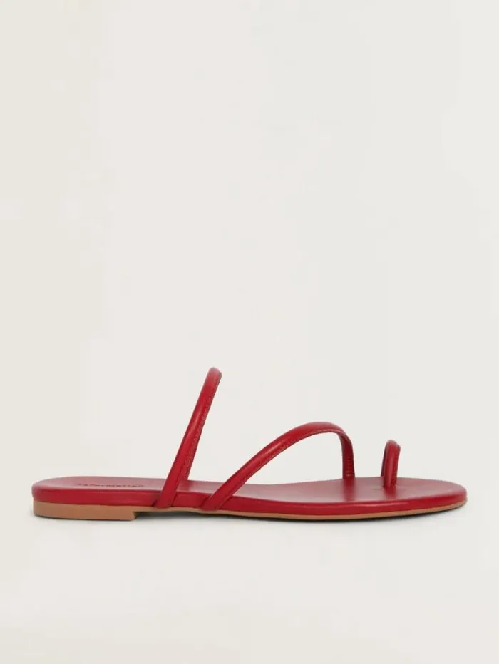 The Reformation Ludo Toe Ring Strappy Flat Sandal Scarlet 8211 Shoes
