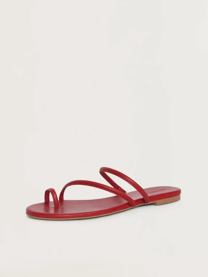 The Reformation Ludo Toe Ring Strappy Flat Sandal Scarlet 8211 Shoes