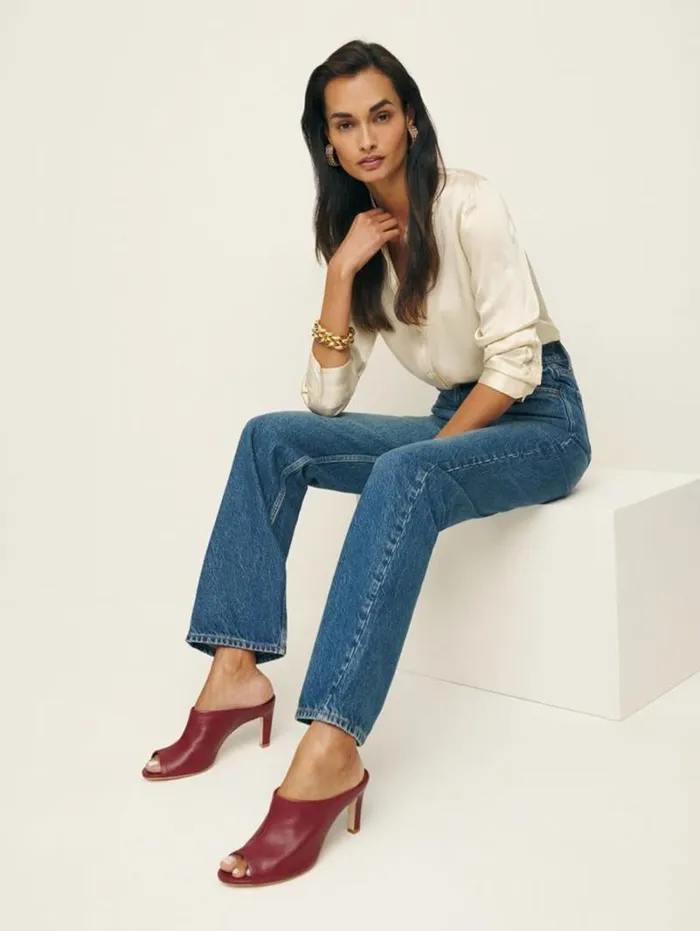 The Reformation Lydia Heeled Sandal Brick Red Leather 8211 Shoes