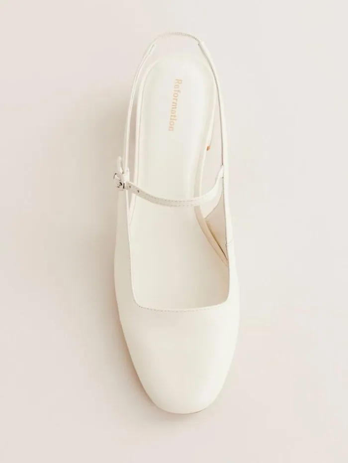 The Reformation Maddox Slingback Heel White Leather 8211 Shoes
