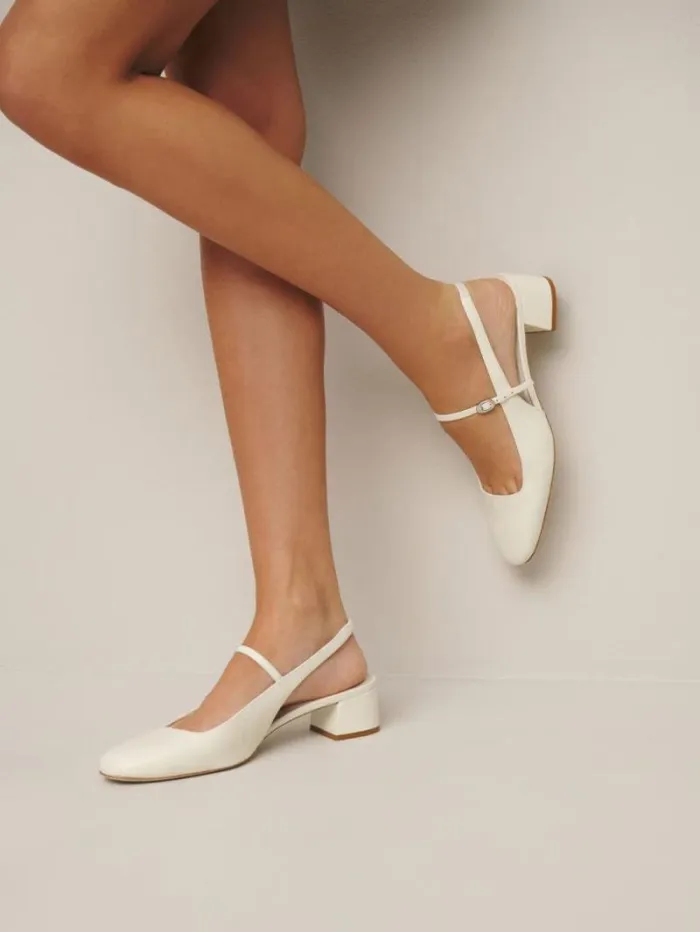 The Reformation Maddox Slingback Heel White Leather 8211 Shoes