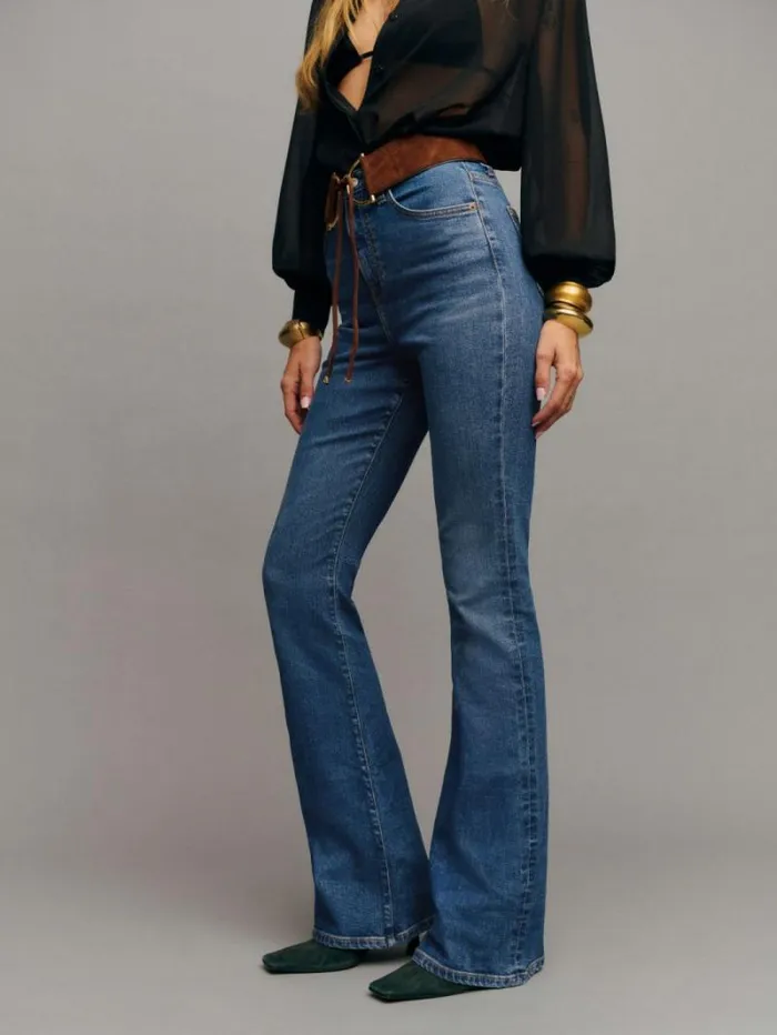 The Reformation Marlow Super Stretch High Rise Flare Jeans Willamette 8211 Clothing