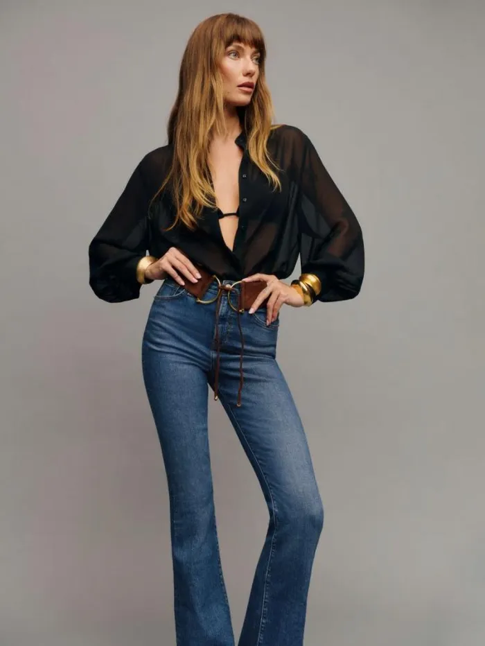 The Reformation Marlow Super Stretch High Rise Flare Jeans Willamette 8211 Clothing