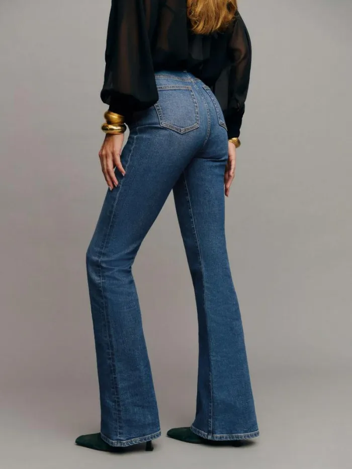 The Reformation Marlow Super Stretch High Rise Flare Jeans Willamette 8211 Clothing