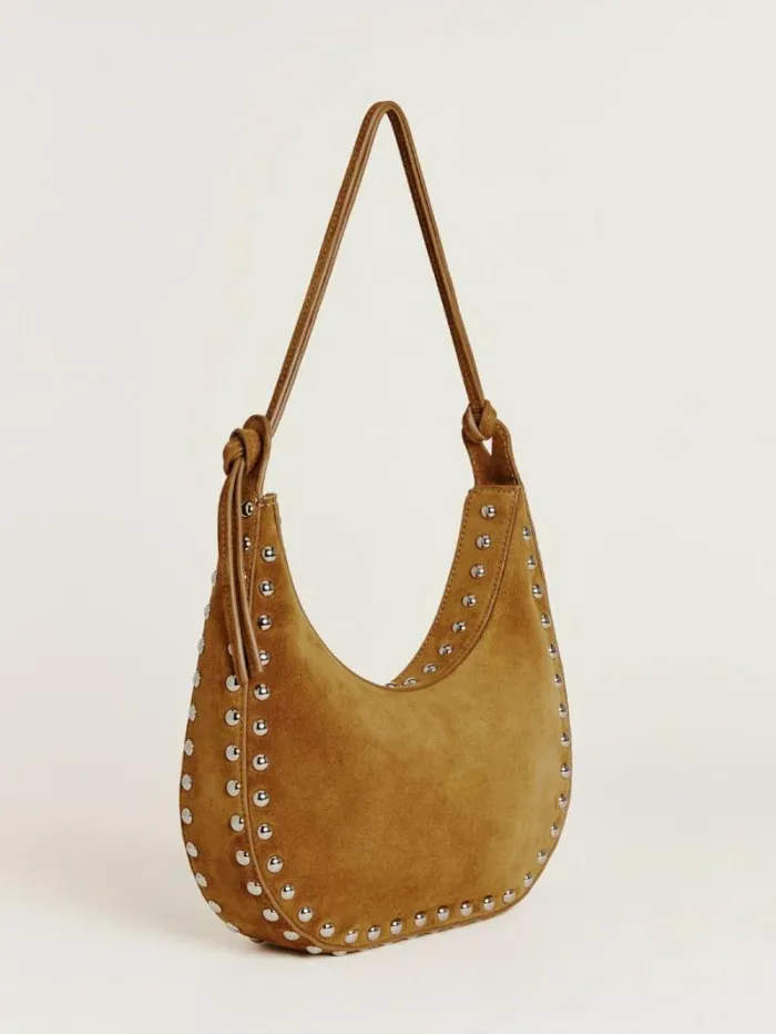 The Reformation Medium Rosetta Shoulder Bag Bog Suede With Perimeter Studs 8211 Bags