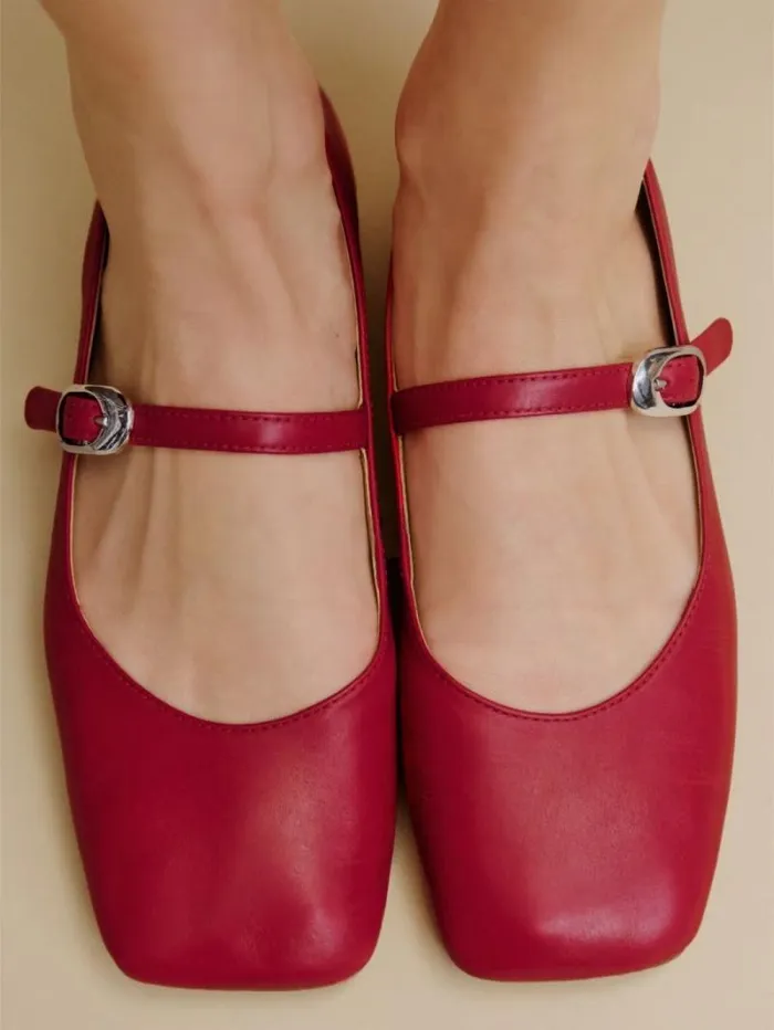 The Reformation Melissa Mary Jane Flat Scarlet 8211 Shoes