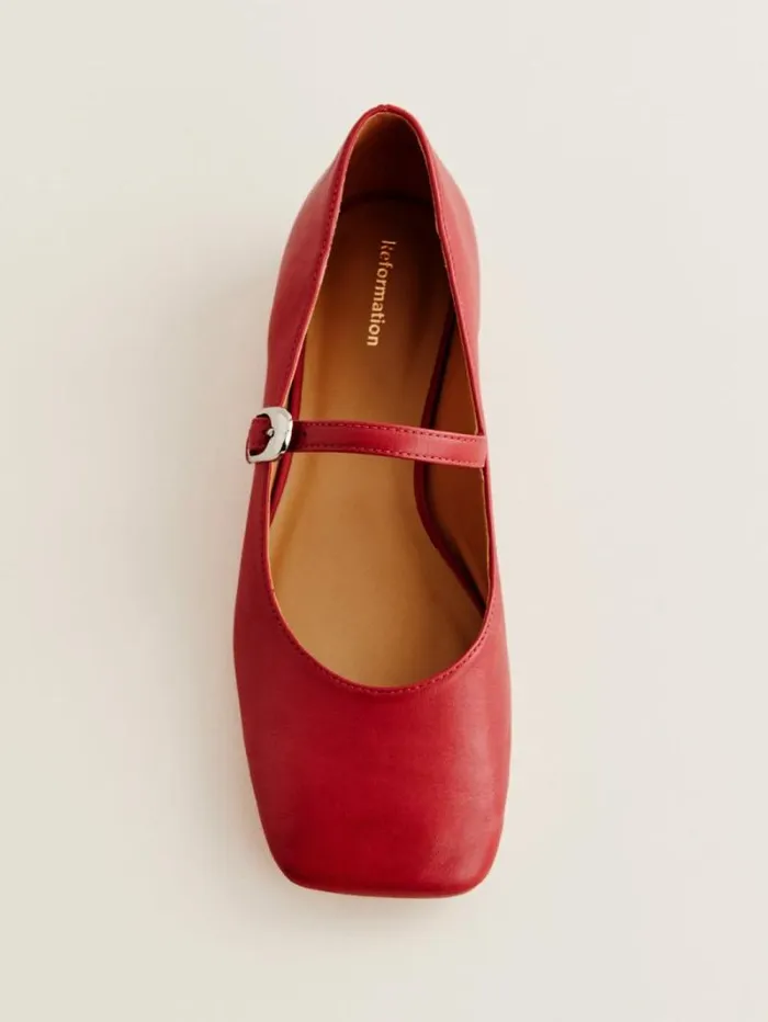 The Reformation Melissa Mary Jane Flat Scarlet 8211 Shoes