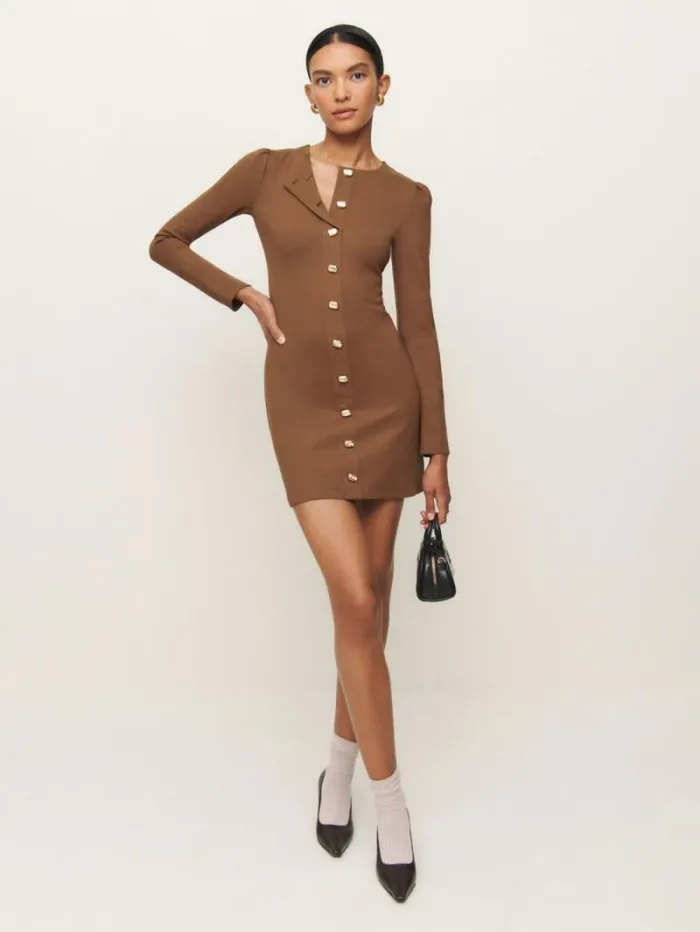 The Reformation Micah Knit Dress Cappuccino 8211 Clothing