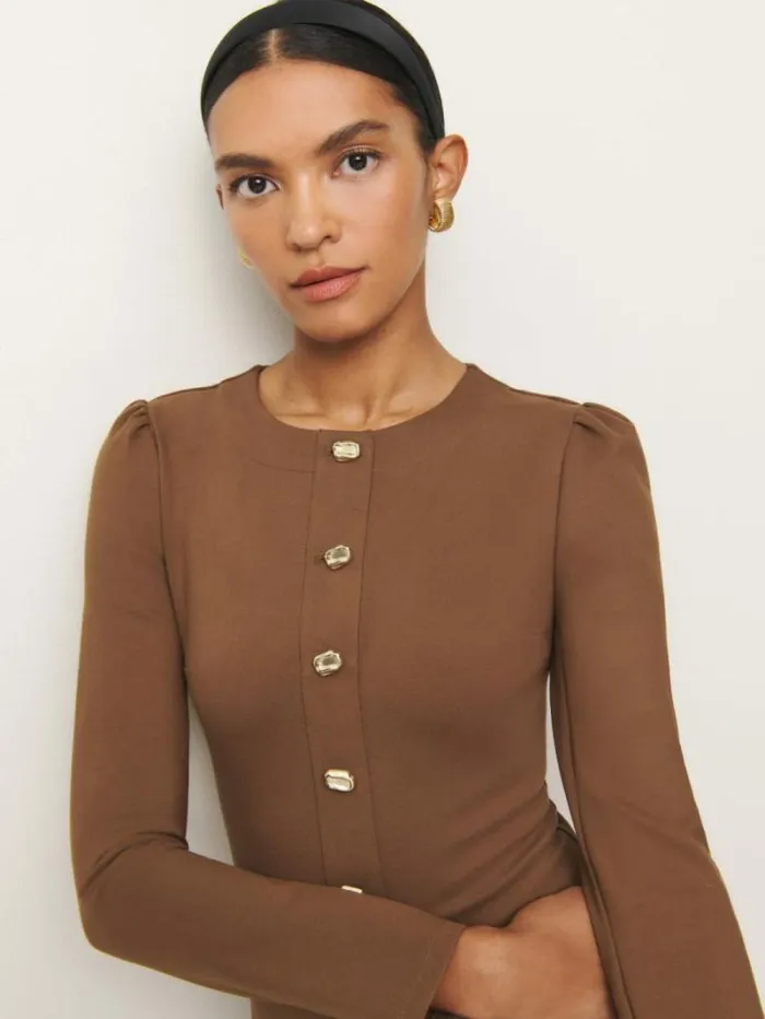 The Reformation Micah Knit Dress Cappuccino 8211 Clothing