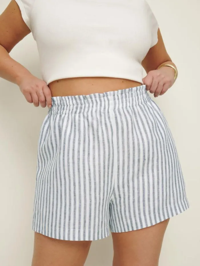 The Reformation Mila Linen Short Es Antibes Stripe 8211 Clothing