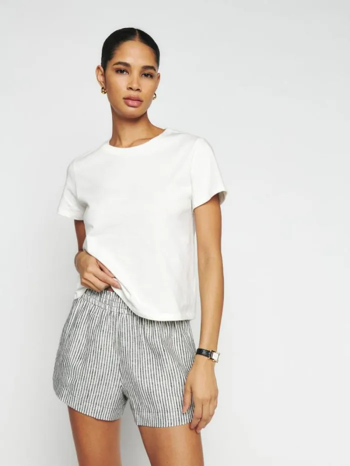 The Reformation Mila Linen Short Vineyard 8211 Clothing