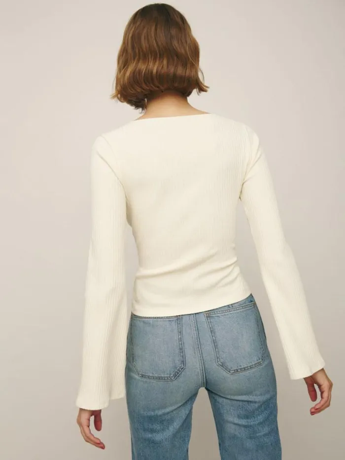 The Reformation Miller Knit Top Sugar 8211 Clothing
