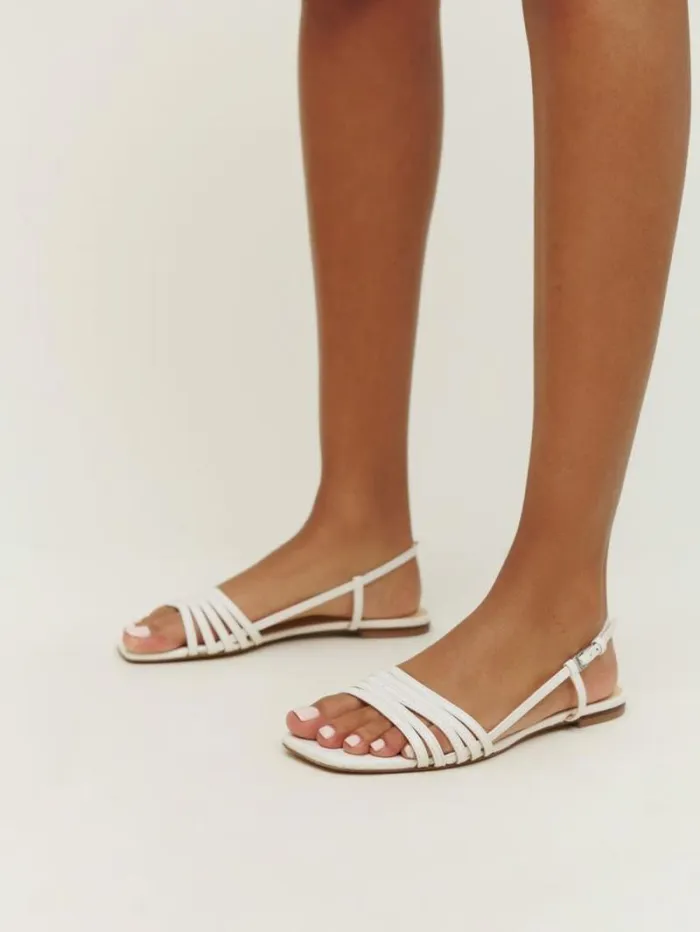 The Reformation Millie Lattice Flat Sandal White 8211 Shoes