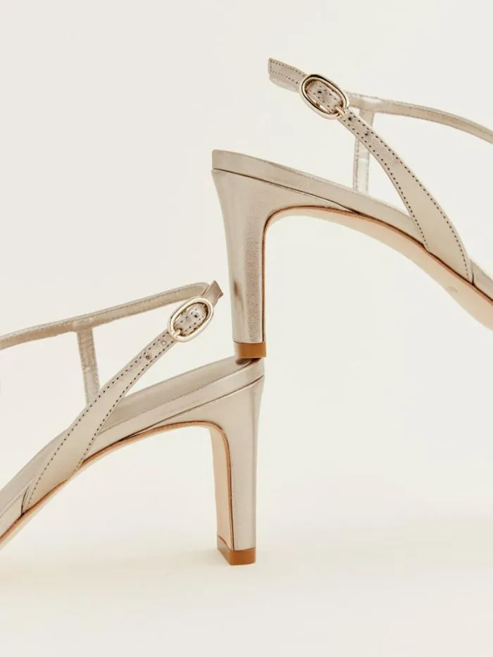 The Reformation Milo Heeled Sandal Golden Haze Leather 8211 WeddingsShoes