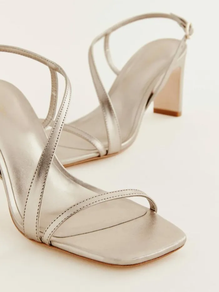 The Reformation Milo Heeled Sandal Golden Haze Leather 8211 WeddingsShoes