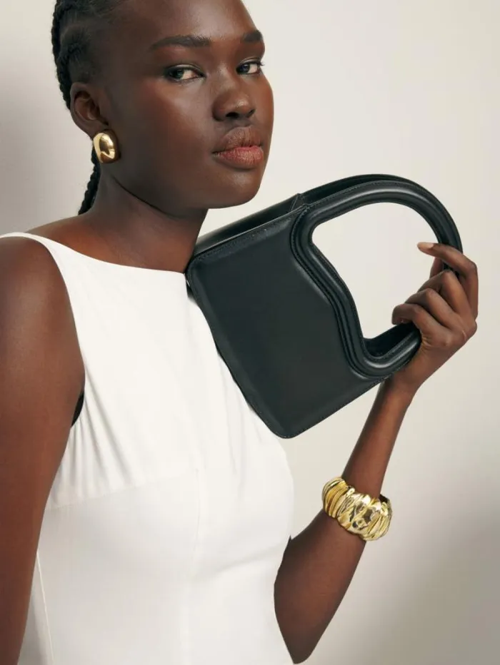 The Reformation Mini Luciana Frame Handle Black Leather 8211 Bags