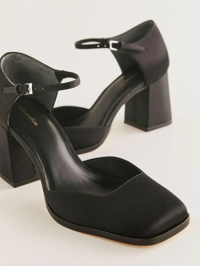 The Reformation Netty Pump Black Satin 8211 WeddingsShoes
