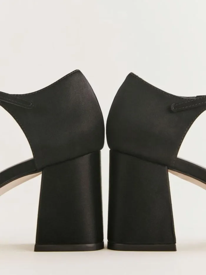 The Reformation Netty Pump Black Satin 8211 WeddingsShoes