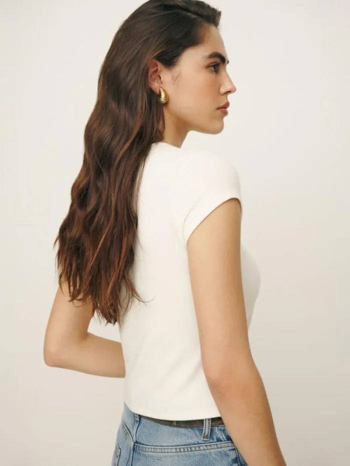 The Reformation Olive Knit Top Fior Di Latte 8211 Clothing