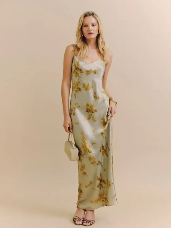The Reformation Parma Silk Dress Golden Hour 8211 Weddings