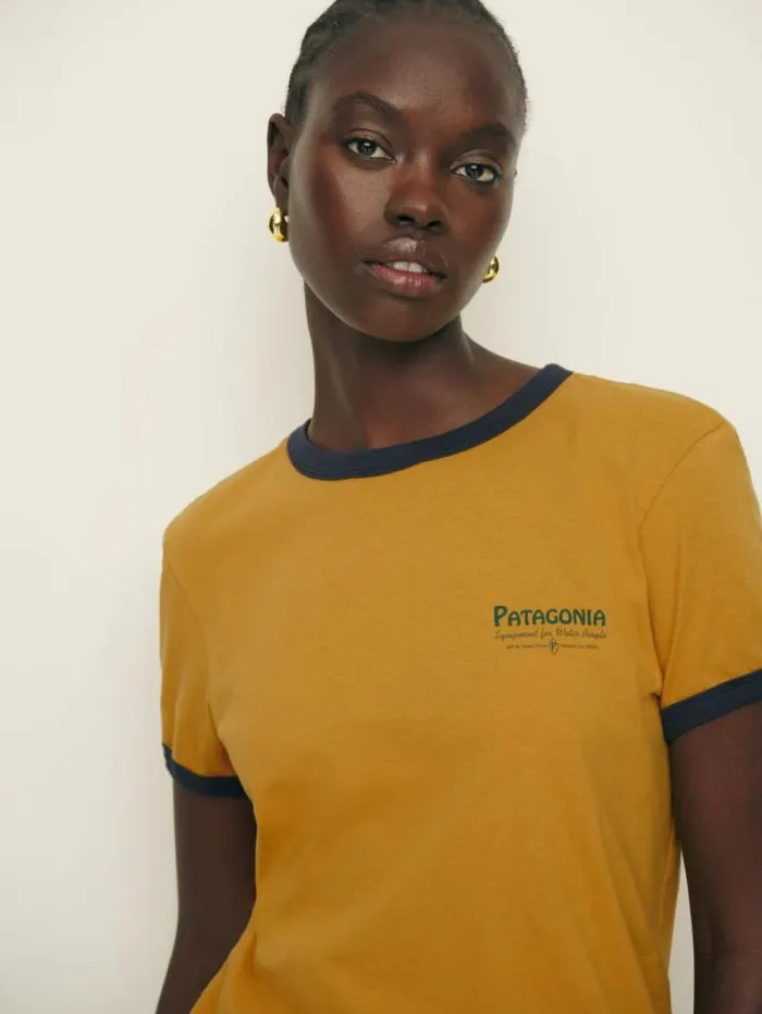 The Reformation Patagonia W039s Water People Organic Ringer Tee Water People Gator Pufferfish Gold 8211 Clothing
