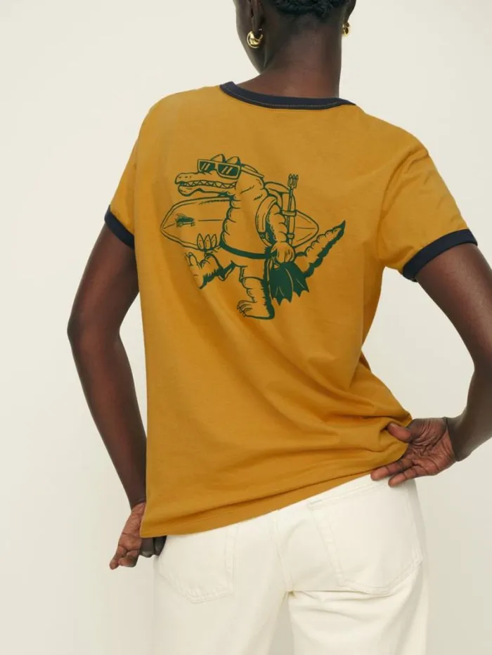 The Reformation Patagonia W039s Water People Organic Ringer Tee Water People Gator Pufferfish Gold 8211 Clothing