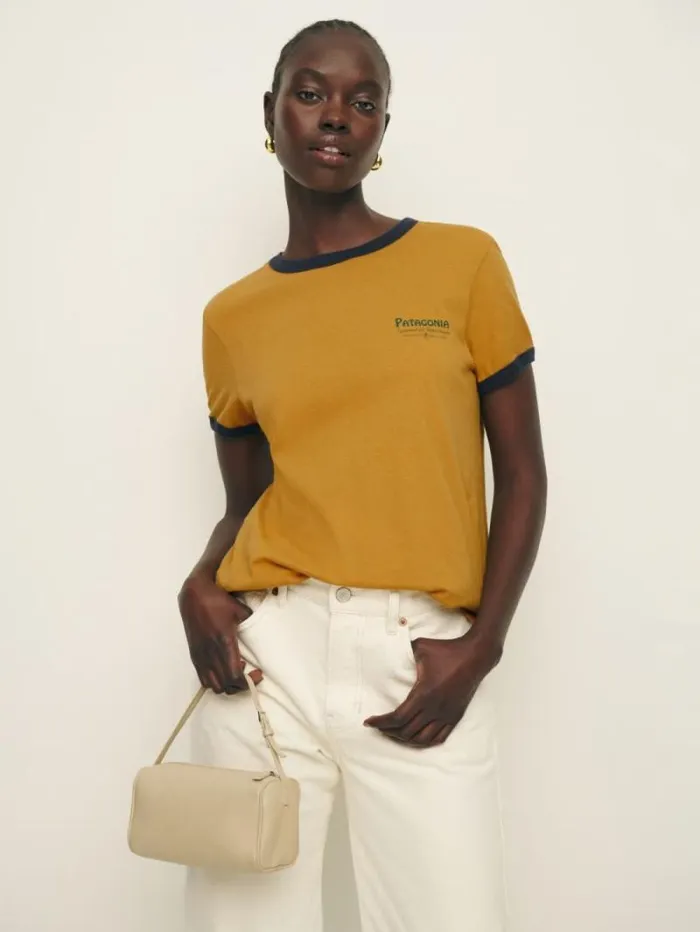 The Reformation Patagonia W039s Water People Organic Ringer Tee Water People Gator Pufferfish Gold 8211 Clothing