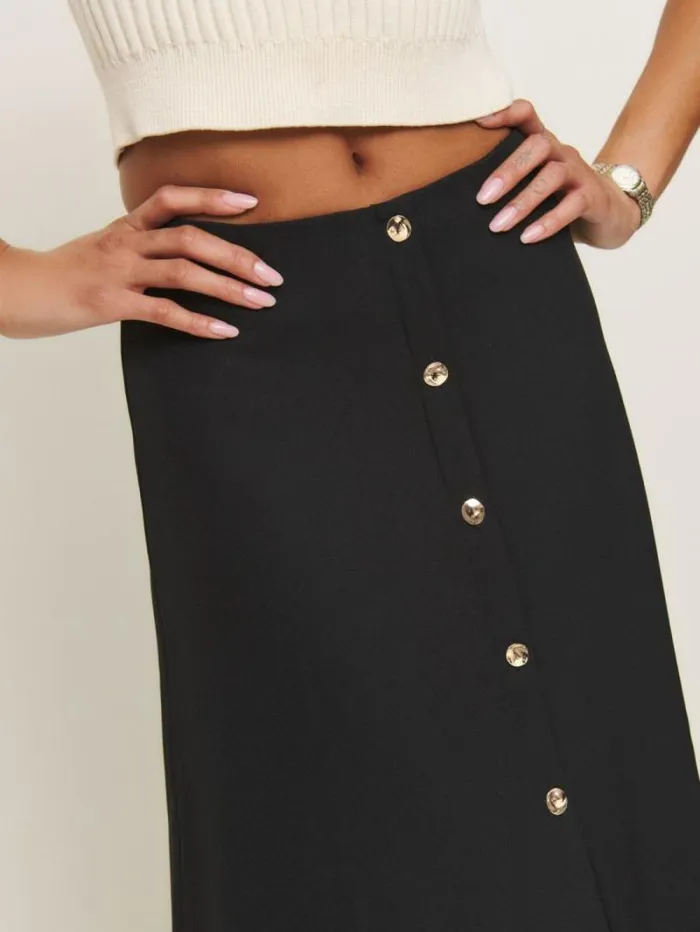 The Reformation Petites Andi Low Rise Maxi Skirt Pitch Black 8211 Clothing