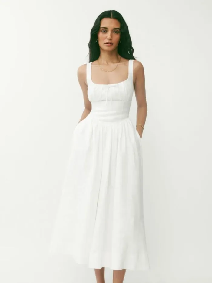 The Reformation Petites Balia Linen Dress White 8211 Clothing