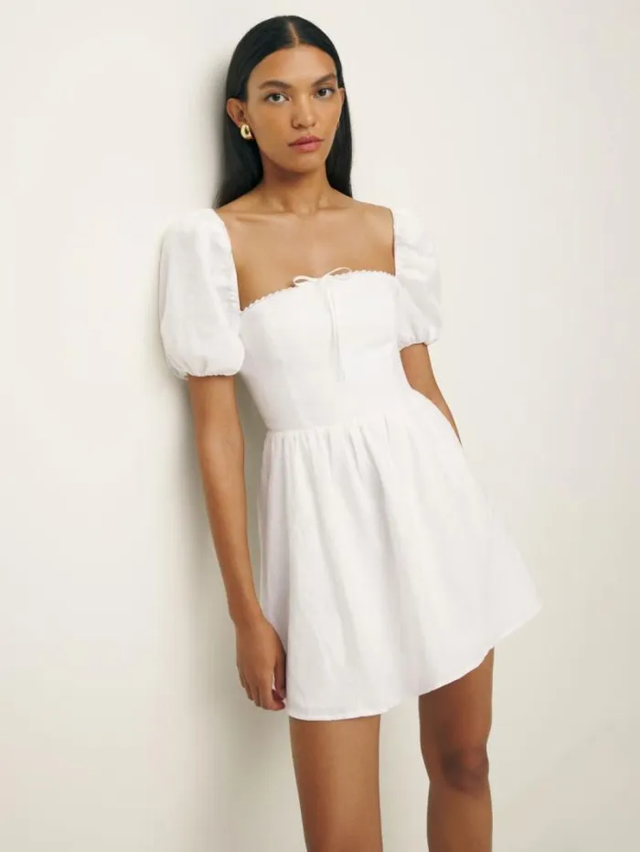 The Reformation Petites Malvina Linen Dress White 8211 Clothing